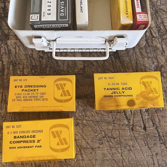 Vintage Welsh First Aid Kit Metal Wall Hanging with Contents - Bandages, etc - Picture 8 of 10